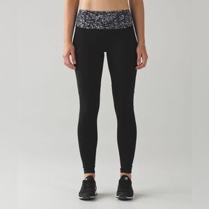Lululemon Women’s Fresh Tracks Tights Leggings, Black/Iced Wave, Size 8